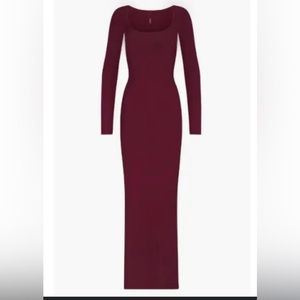 Burgundy red skims long sleeve dress